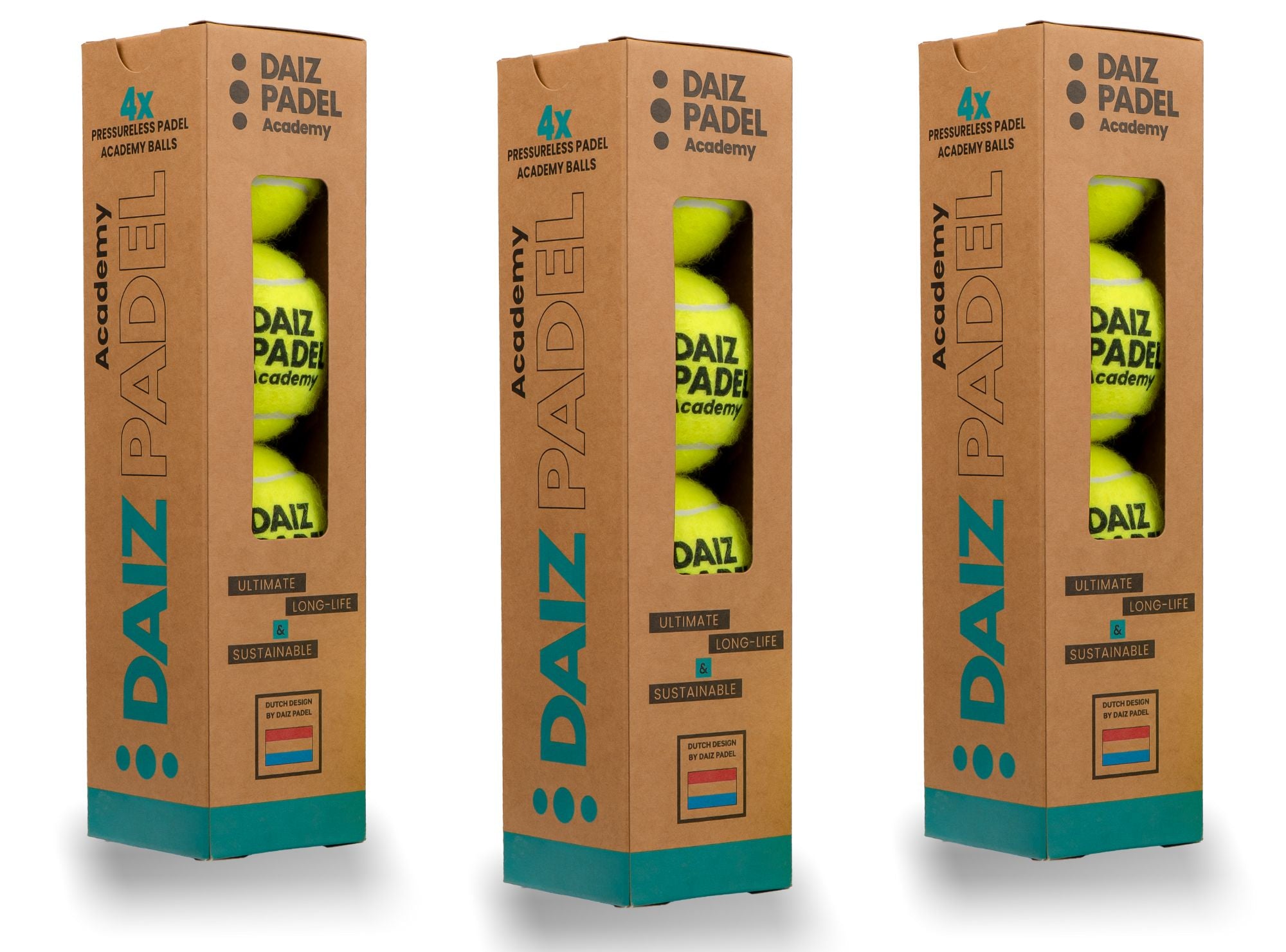 Triple Pack DAIZ Pressureless Padel ball Academy | 3 Cartons of 4 Balls