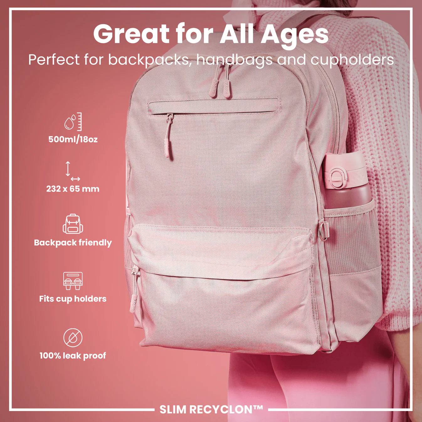 Ion8 Slim Water Bottle 500ml