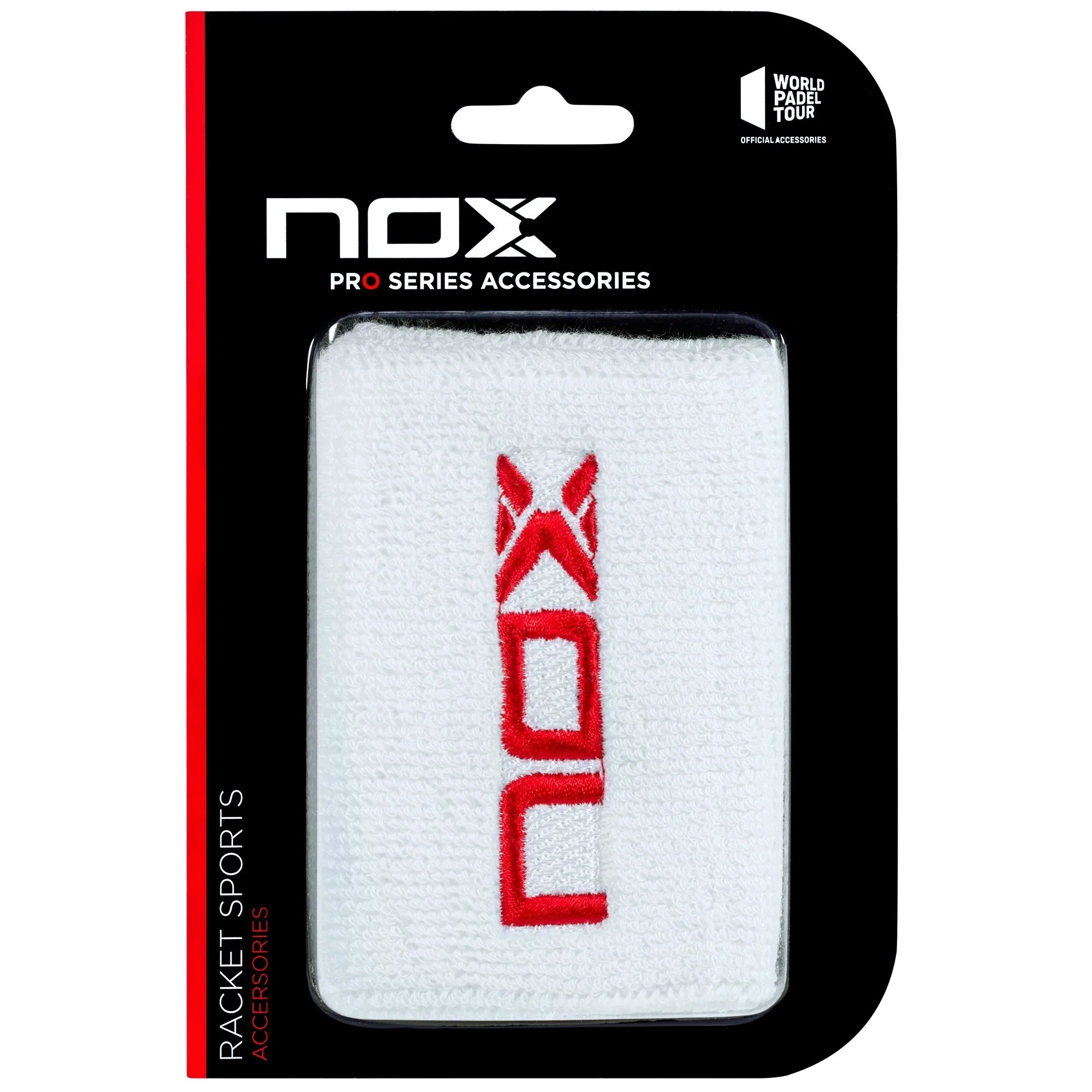 NOX sport wristbands White / Red Logo (Pair)