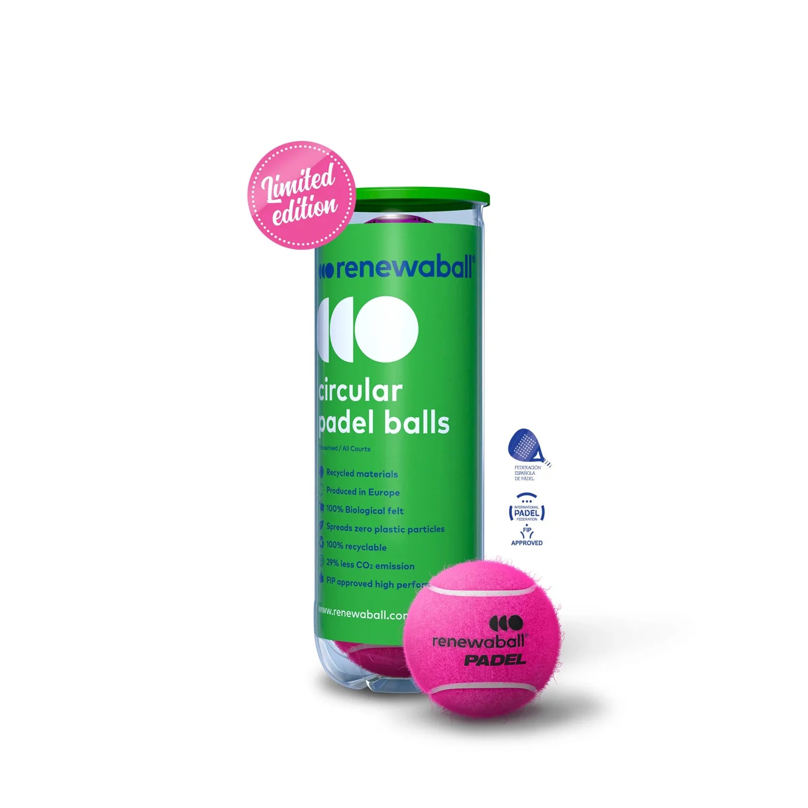 Renewaball 3 Pink Padel Balls