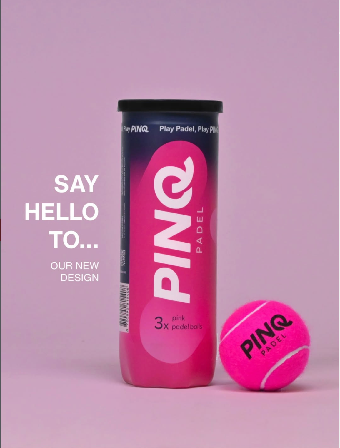 PINQ Pink Padel Balls - Tube of 3 balls
