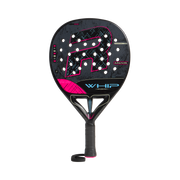 Royal Padel Whip Light 2026 padel racket in black with pink R logo and Whip lettering, front view